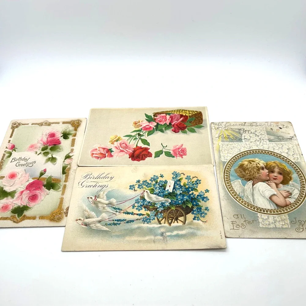 Antique Embossed Postcards Printed in Germany Lot of 5‎
